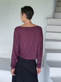 caraucci lightweight rayon jersey jam long sleeve dolman top #color_jam
