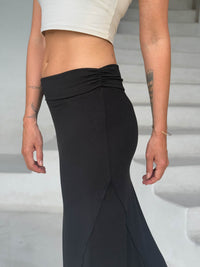 caraucci stretch rayon jersey asymmetrical black midi skirt #color_black