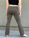 caraucci bamboo spandex flare forest green stretch pants with detailed stitching #color_forest