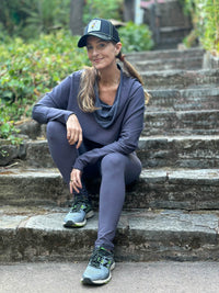 caraucci women's bamboo cotton fleece grey dolman cowl shrug with thumbholes #color_steel