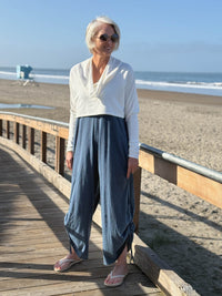 caraucci bamboo cotton fleece white cropped cowl neck long sleeve shrug with thumbholes #color_off-white