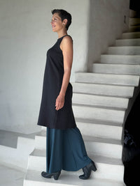 caraucci bamboo fleece black sleeveless tunic dress #color_black