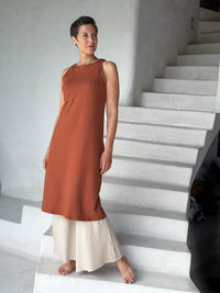 caraucci bamboo fleece orange sleeveless tunic dress #color_copper