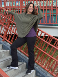 caraucci women's black textured bamboo boot cut pants #color_black