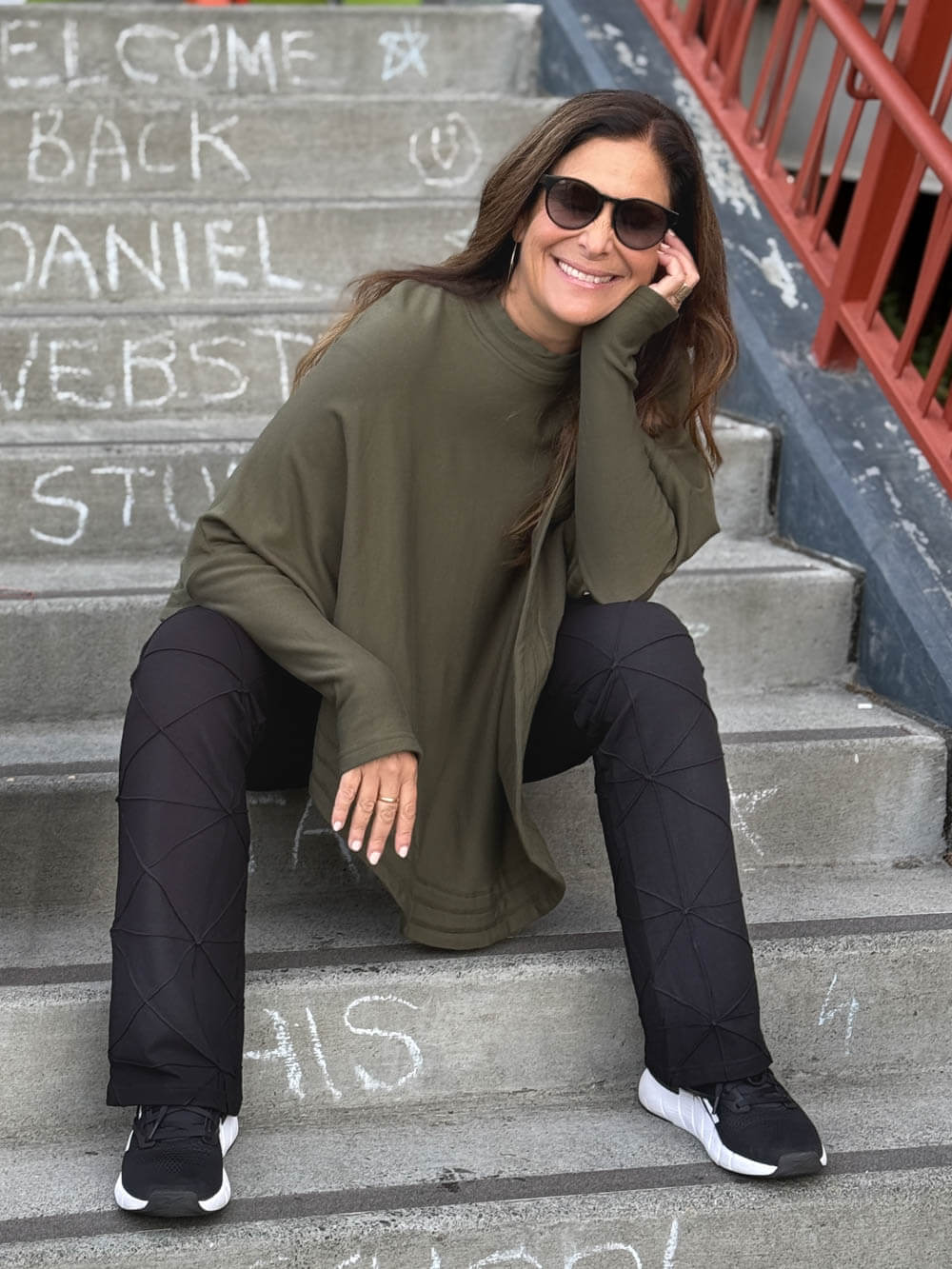 caraucci army green bamboo cotton fleece oversized poncho with thumbholes #color_forest