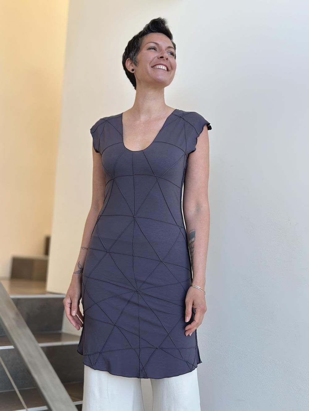 Texture Cap Sleeve Jersey Dress or Tunic