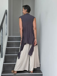 caraucci lightweight rayon jersey convertible steel gray wrap vest can be worn multiple ways #color_steel