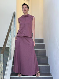 caraucci pink cotton smocked waist pocket skirt #color_mangosteen
