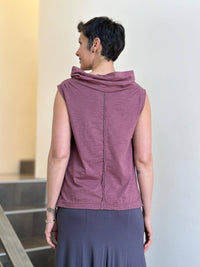 caraucci cotton pink cowl neck tank top #color_mangosteen