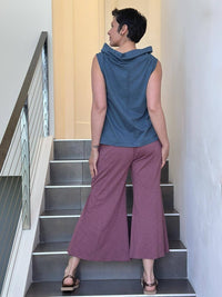 caraucci cotton blue cowl neck tank top #color_pacific