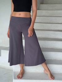 caraucci women's plant-based rayon jersey cropped steel grey wide leg pants #color_steel