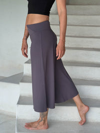 caraucci women's plant-based rayon jersey cropped steel grey wide leg pants #color_steel