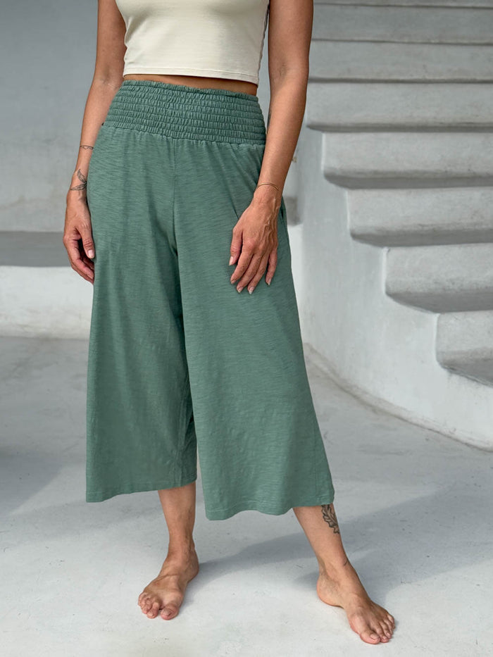 caraucci-cropped-wide-leg-matcha-green-cotton-pants-with-back-hem-slit-and-side-pockets #color_matcha