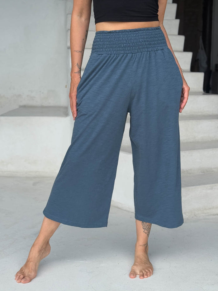 caraucci-cropped-wide-leg-blue-cotton-pants-with-back-hem-slit-and-side-pockets #color_pacific