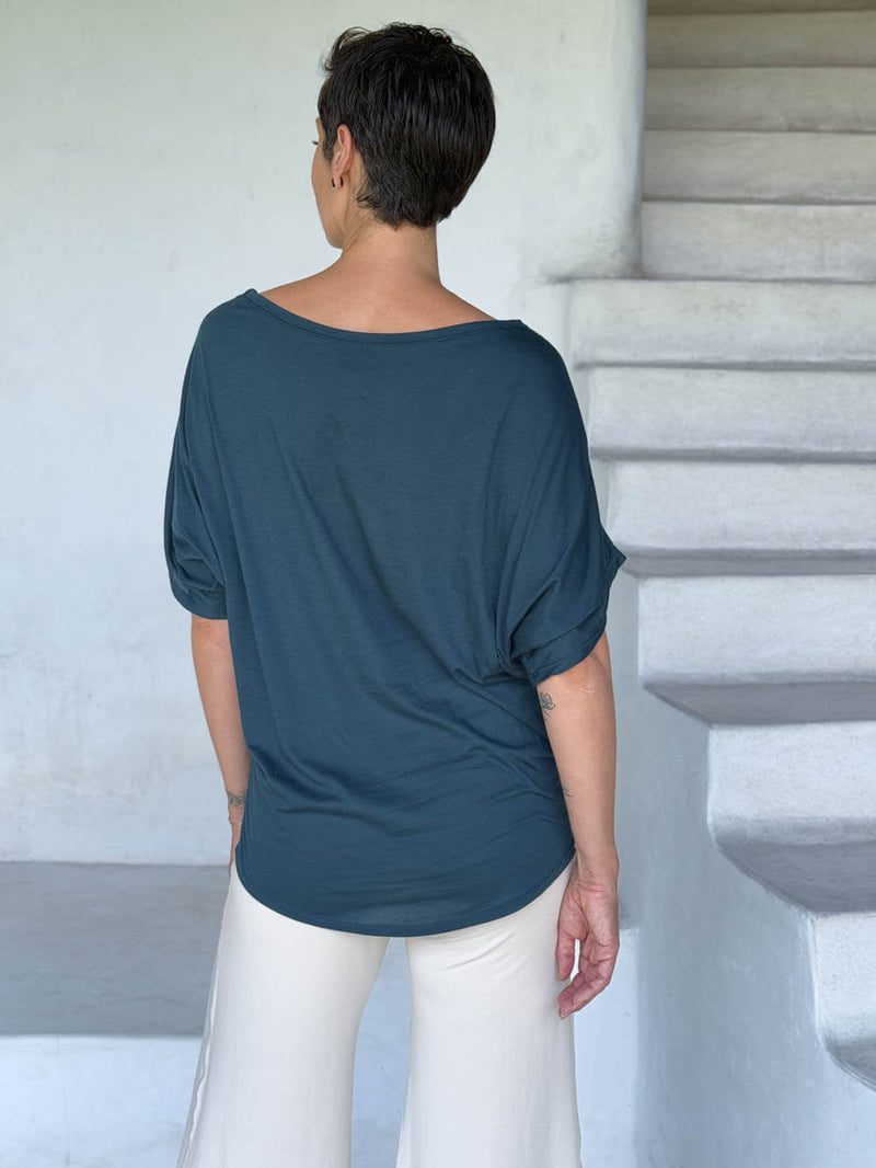 women's pima cotton loose fit teal blue dolman t-shirt #color_teal