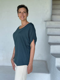 women's pima cotton loose fit teal blue dolman t-shirt #color_teal