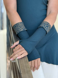 Dragon Print Reversible Fingerless Gloves