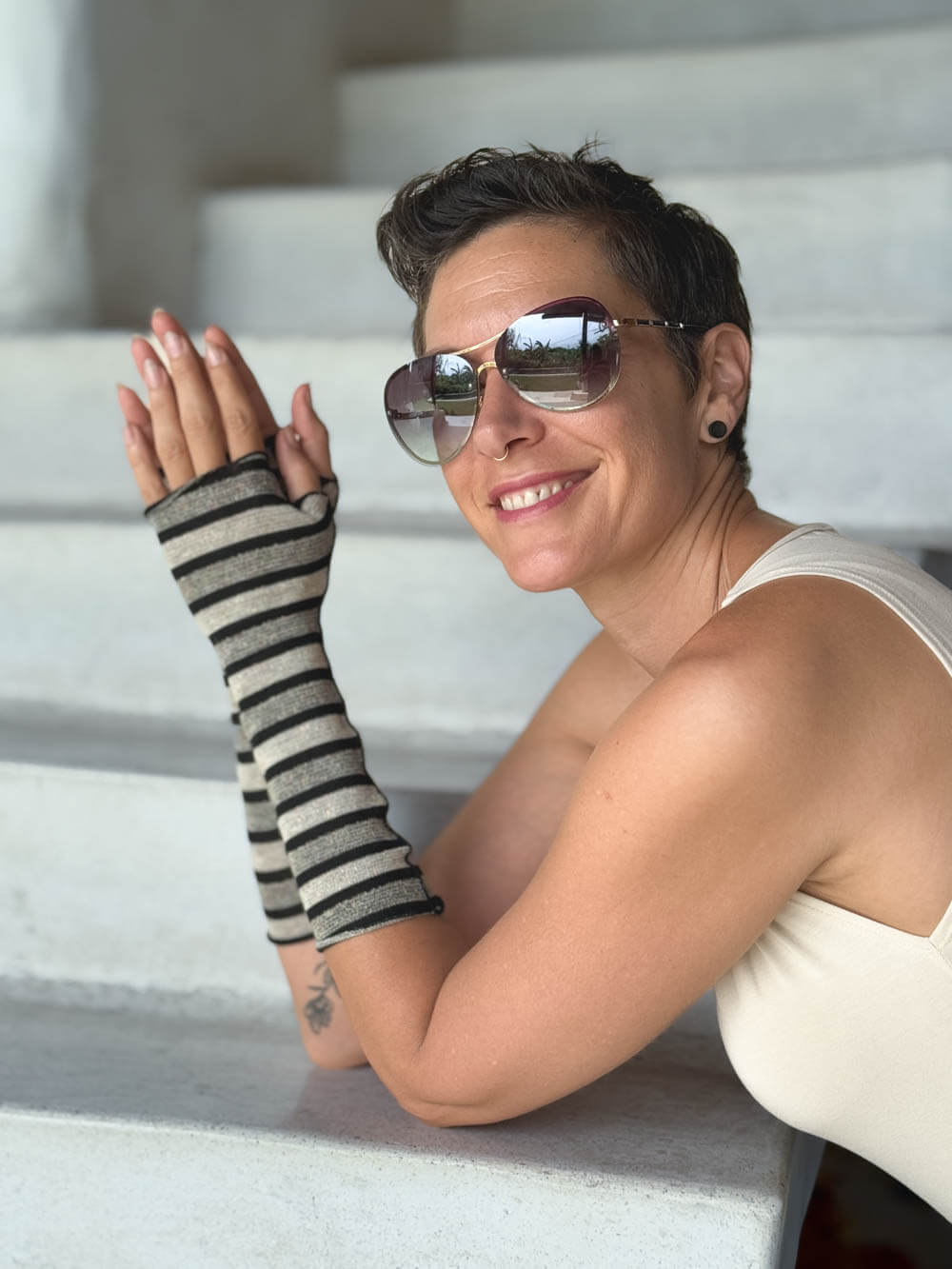 Sparkle Stripe Fingerless Gloves