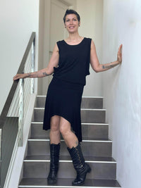 caraucci black drop-waisted flapper dress #color_black