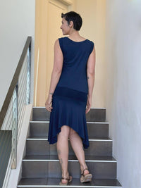 caraucci navy blue drop-waisted flapper dress #color_navy