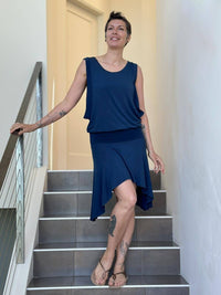 caraucci navy blue drop-waisted flapper dress #color_navy