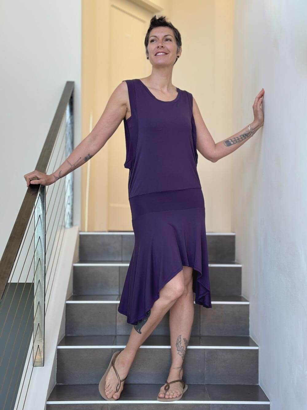caraucci purple drop-waisted flapper dress #color_plum