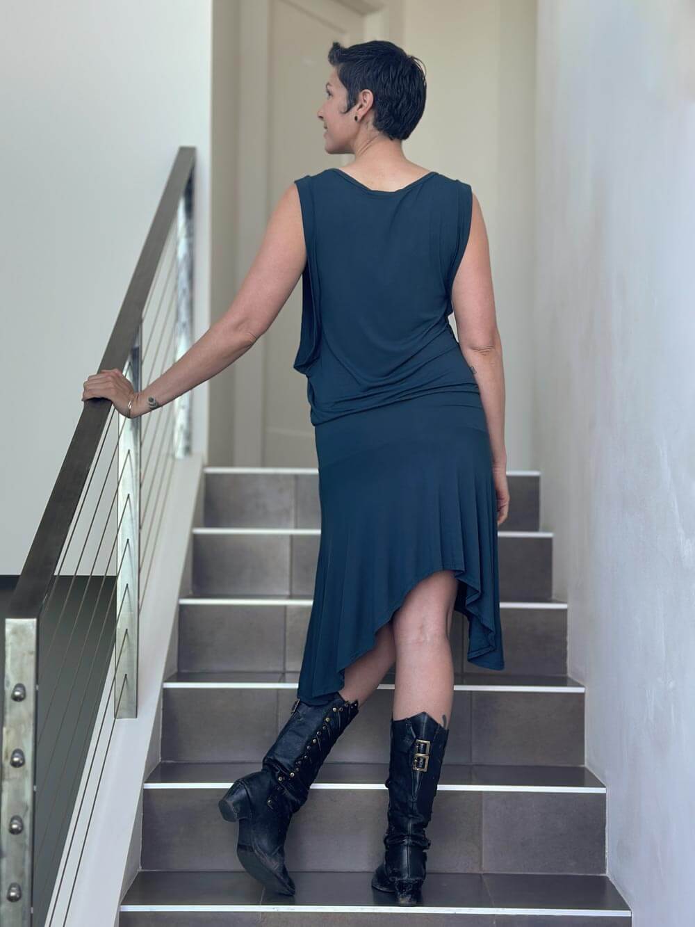 caraucci teal blue drop-waisted flapper dress #color_teal