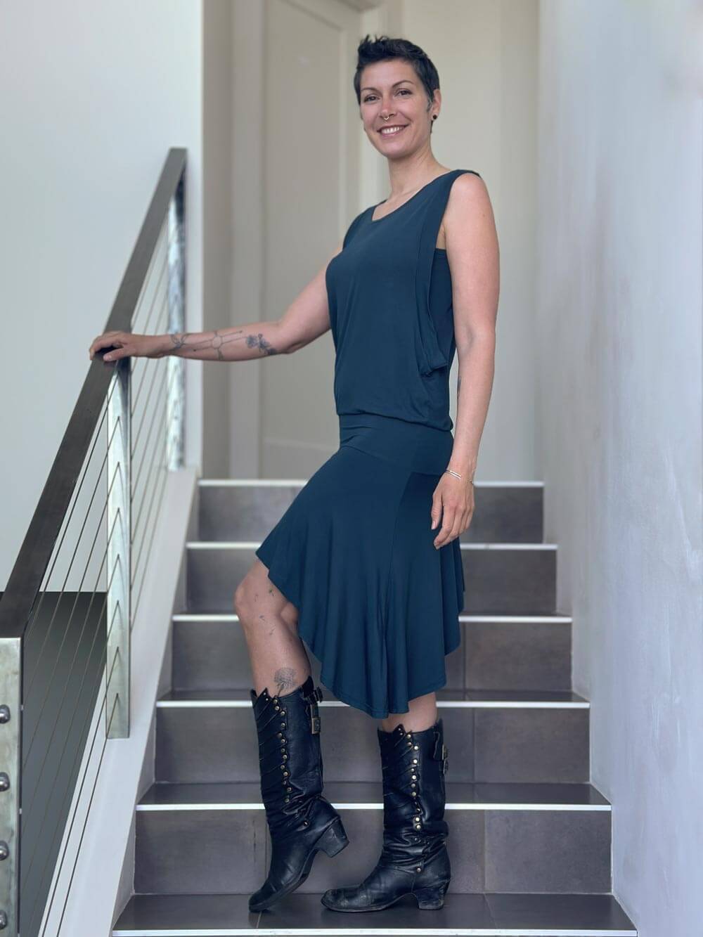 caraucci teal blue drop-waisted flapper dress #color_teal