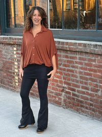 women's cotton lycra skirt-over boot cut pants #color_black