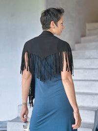 caraucci-black-fringe-scarf-worn-as-a-shawl-over-teal-dress #color_black