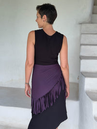 caraucci-fringe-scarf-plum-tied-as-skirt-back-view #color_plum