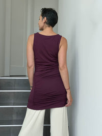 caraucci women's plant-based rayon jersey purple tunic with ruched sides #color_jam