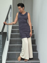 caraucci women's plant-based rayon jersey steel gray tunic with ruched sides #color_steel