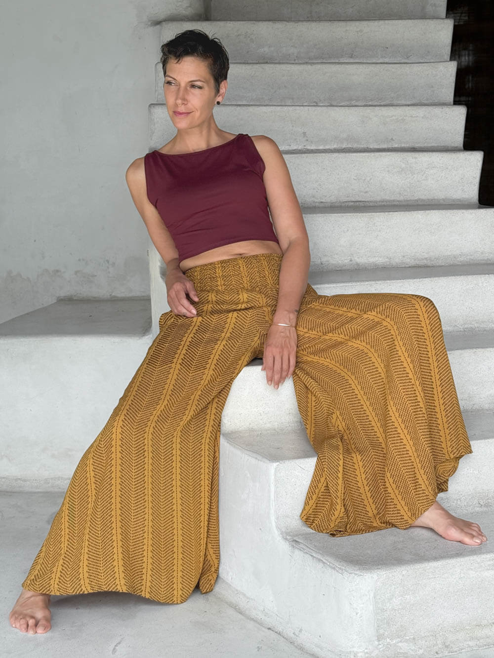 caraucci plant-based fitted maroon boatneck crop top #color_wine