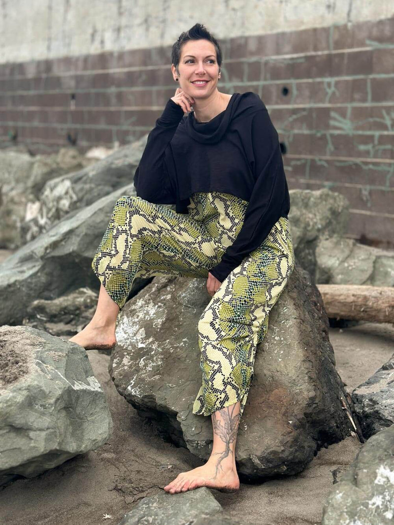 Citrus Snake Print Ruched Jumper