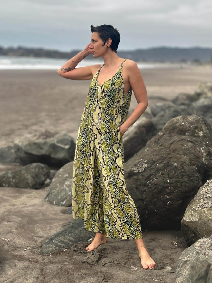 Citrus Snake Print Ruched Jumper