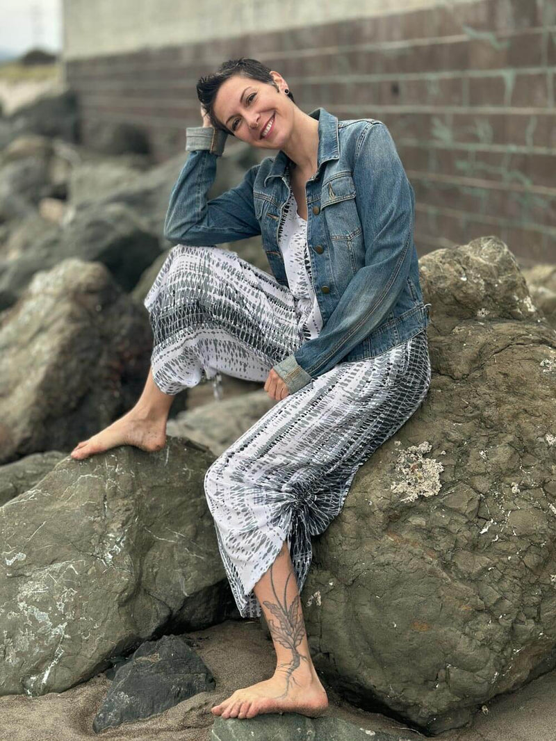 Coastal Stripe Print Ruched Jumper
