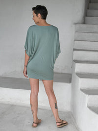 caraucci moss kimono tunic worn as a dress #color_moss