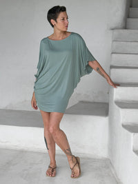 caraucci moss kimono tunic worn as a dress #color_moss