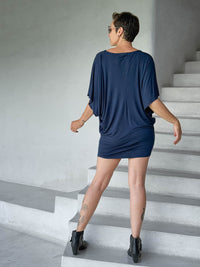 caraucci navy kimono tunic worn as a dress #color_navy