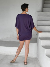 caraucci plum kimono tunic worn as a dress #color_plum