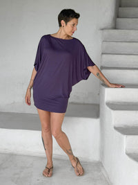 caraucci plum kimono tunic worn as a dress #color_plum