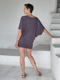 caraucci steel kimono tunic worn as a dress #color_steel