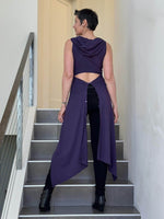 women's plant based rayon jersey one size adjustable hooded purple ninja wrap vest or top #color_plum