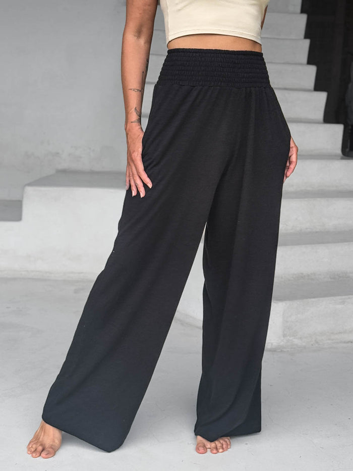 caraucci relaxed fit cotton black pants with pockets #color_black