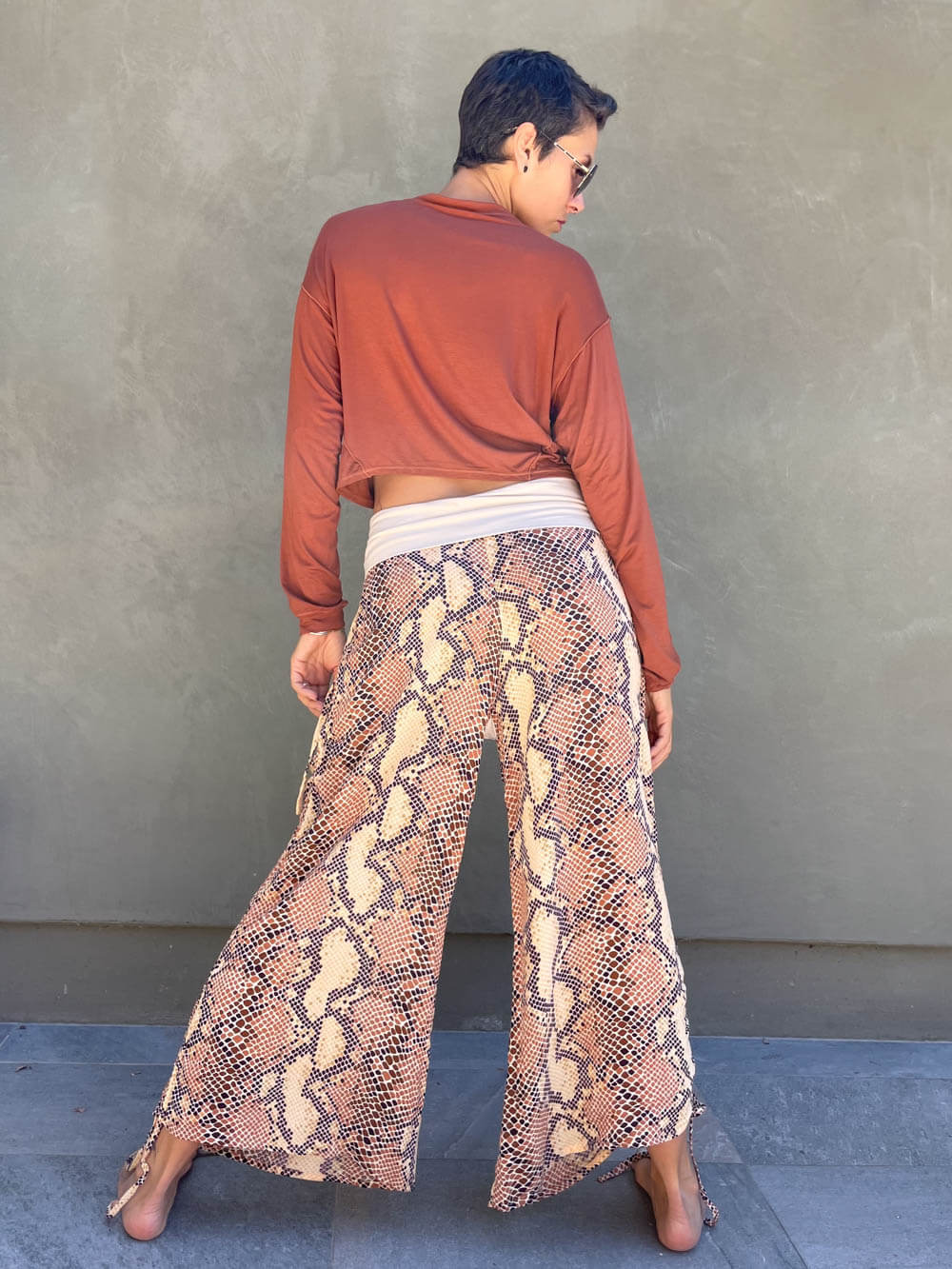 Copper Snake Print Ruched Pant