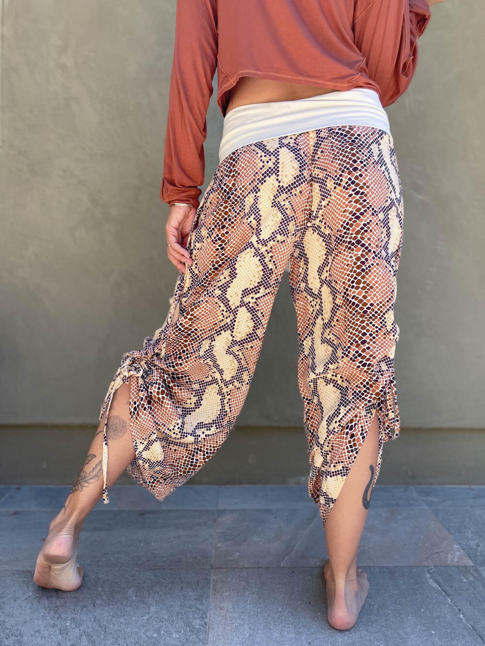 Copper Snake Print Ruched Pant