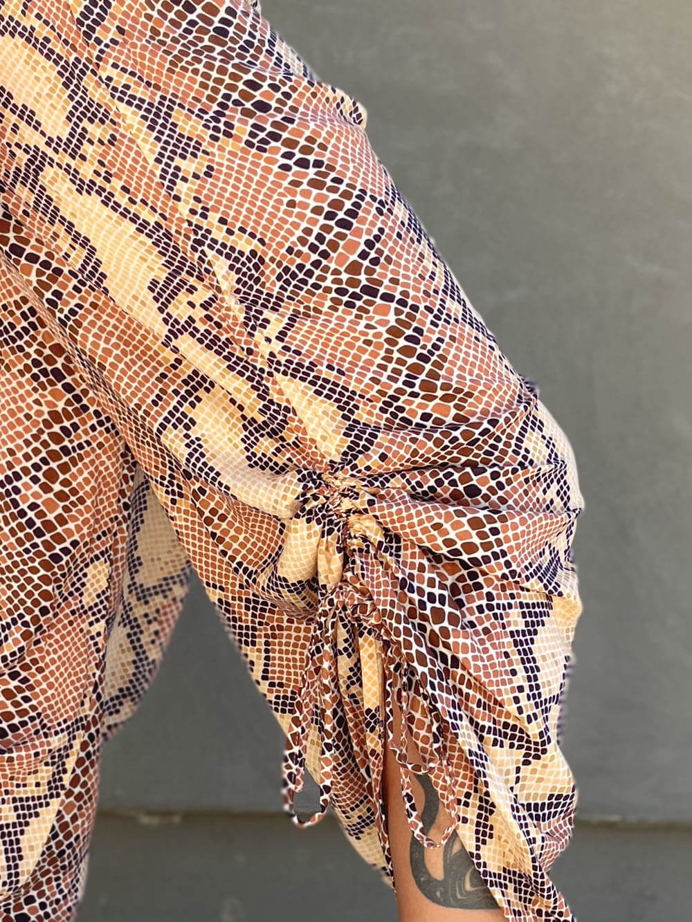 Copper Snake Print Ruched Pant