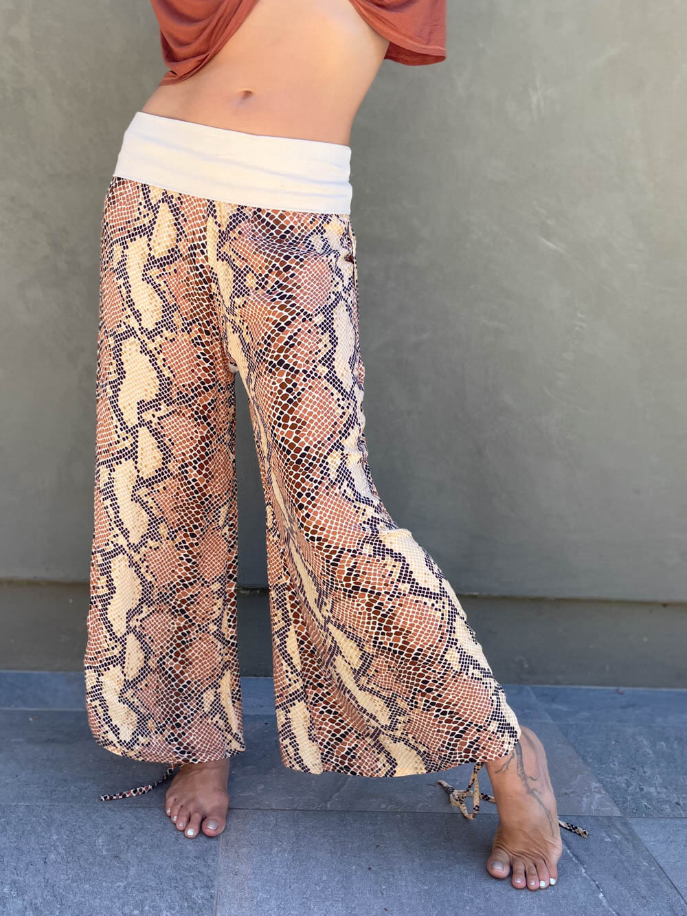 Copper Snake Print Ruched Pant