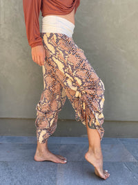 Copper Snake Print Ruched Pant